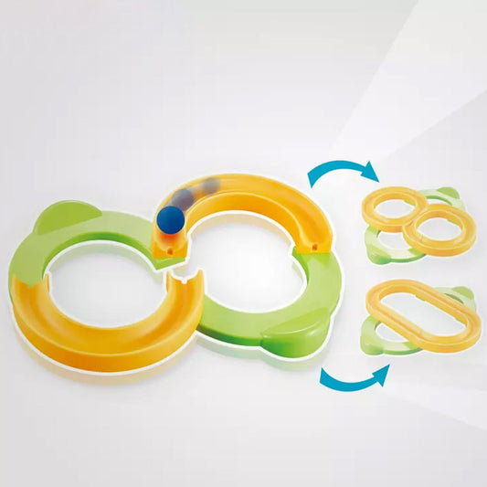 Wukusy 8061 Run Construction Toys Set featuring colorful plastic construction vehicles and building accessories for kids.