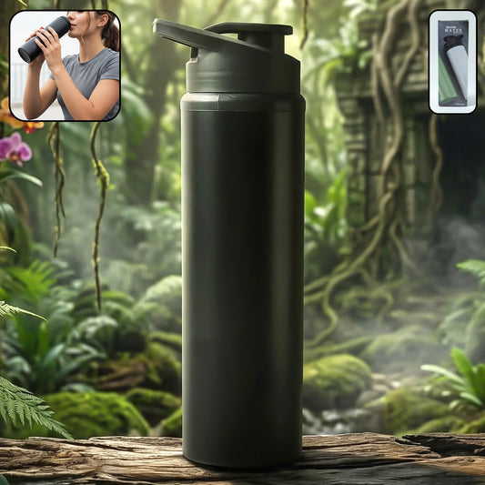 Wukusy premium stainless steel sports water bottle with 900ml capacity and flip top lid, shown with sleek silver finish