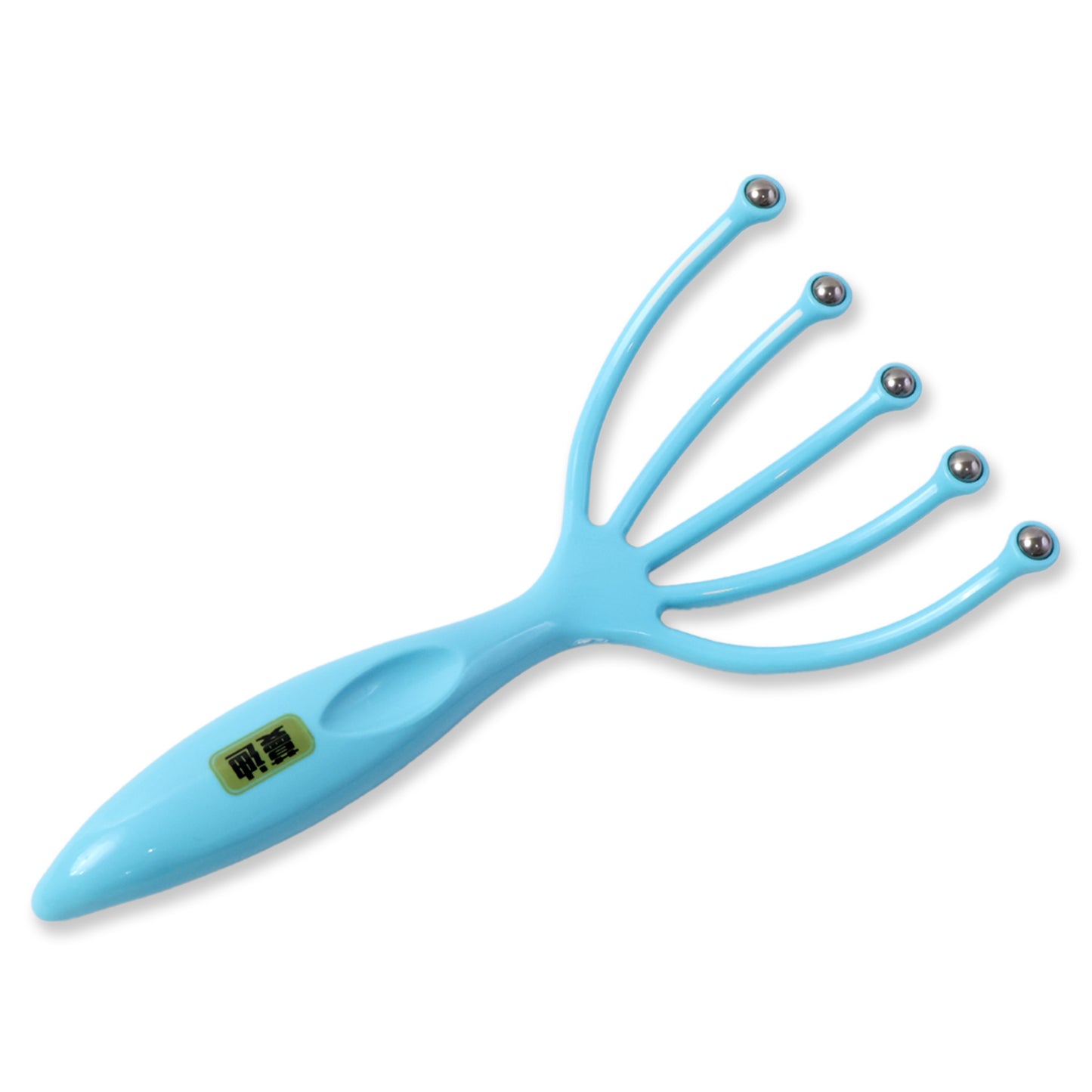 Wukusy handheld five-finger head massager with rolling ball tips for scalp relaxation and massage therapy.