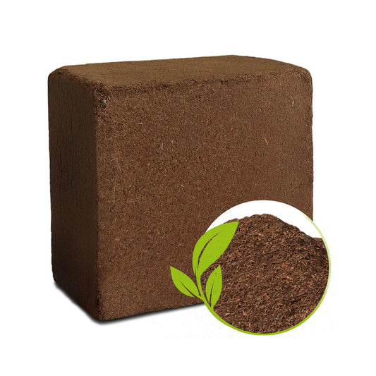 Wukusy organic cocopeat block fertilizer and soil manure for home gardening and potted plants, 1 kg, showing the compact block.