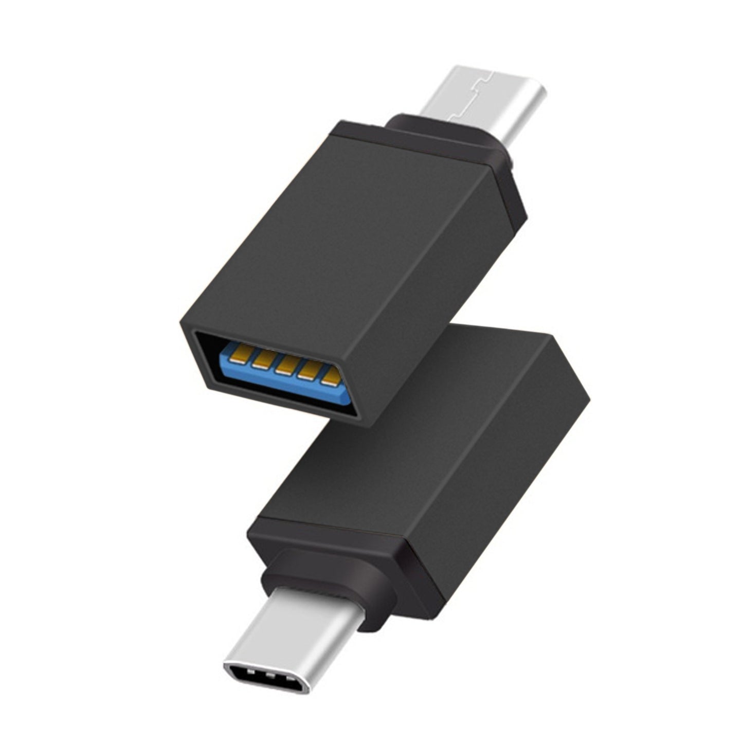 Wukusy 1370 Type-C OTG adapter connected to a device, showing USB and Type-C ports for data transfer and device connection.