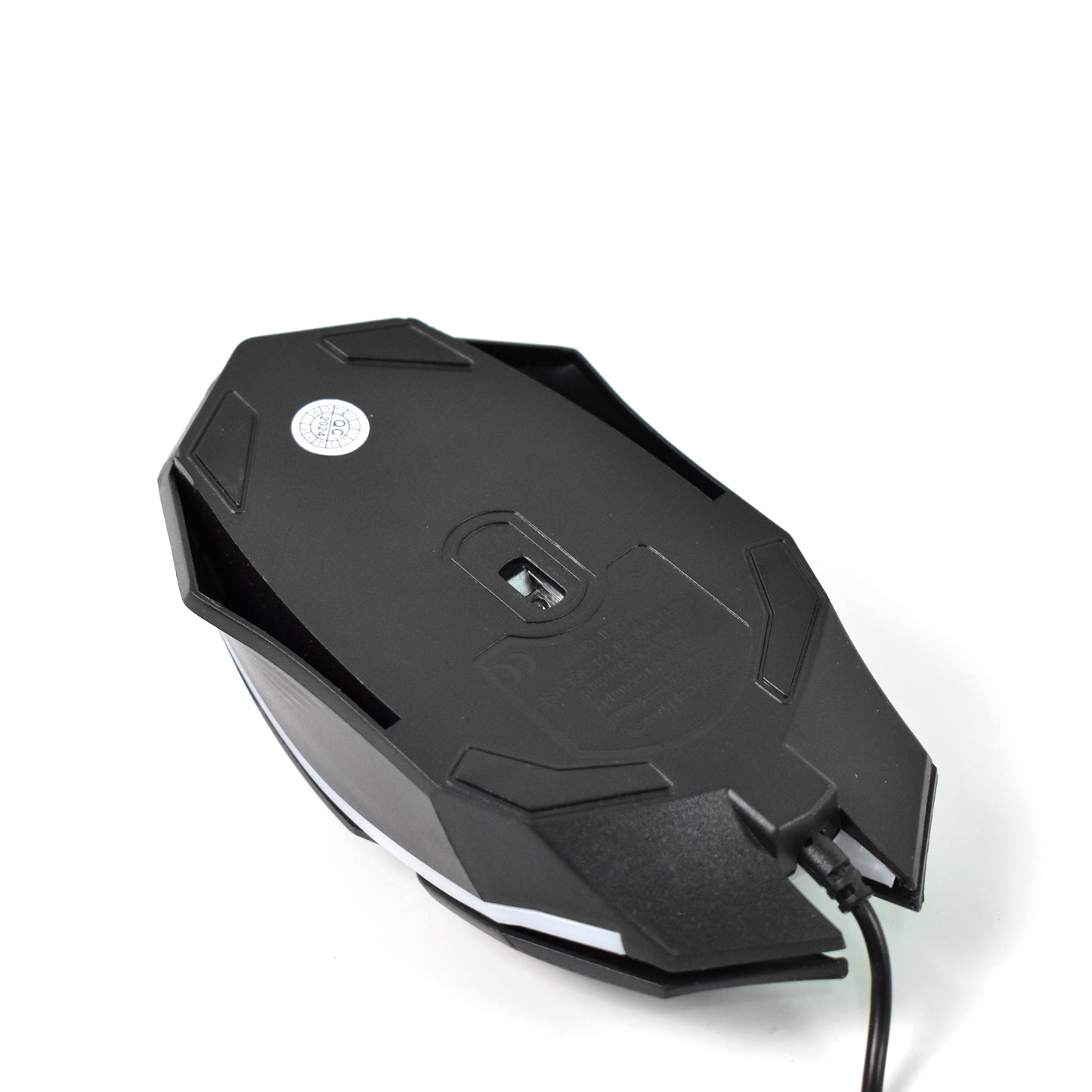 Wukusy USB wired ergonomic gaming mouse showing a sleek black design with ergonomic contours and multiple buttons.