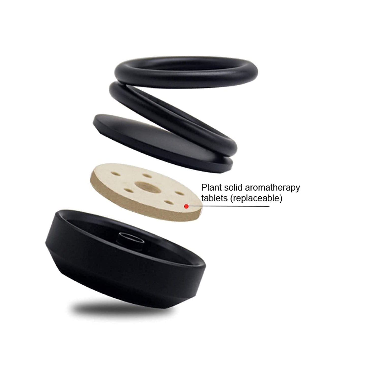 Wukusy Solar Power Car Aroma Diffuser with 360° rotating double ring design, car and home air freshener on dashboard.