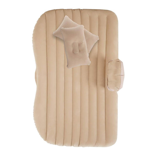 Wukusy portable car backseat inflatable air mattress bed laid out inside a vehicle for comfortable travel.