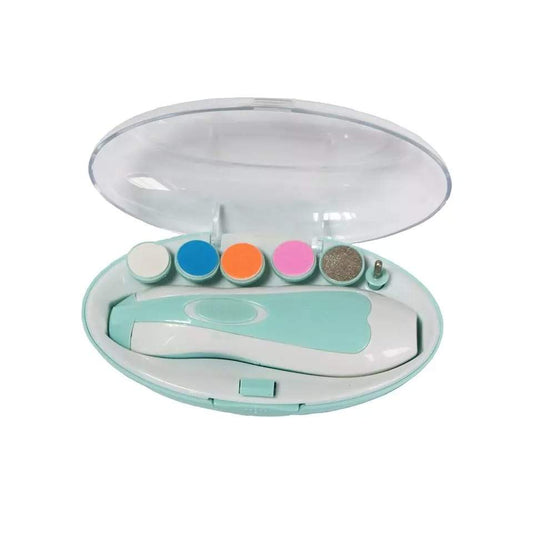 Wukusy Electric Baby Nail Trimmer with grinding heads for newborns and toddlers, baby care device for gentle nail grooming.