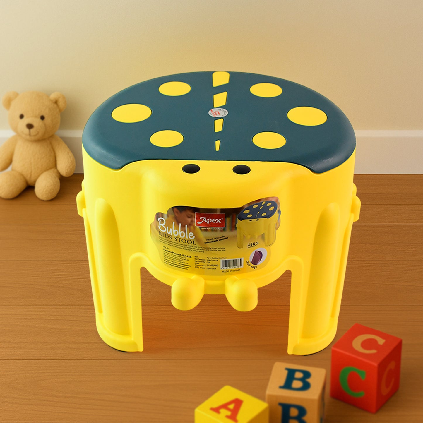 Wukusy Apex Bubble Kids Stool, durable plastic step stool for children, shown in a bright, colorful design for easy access and safety.