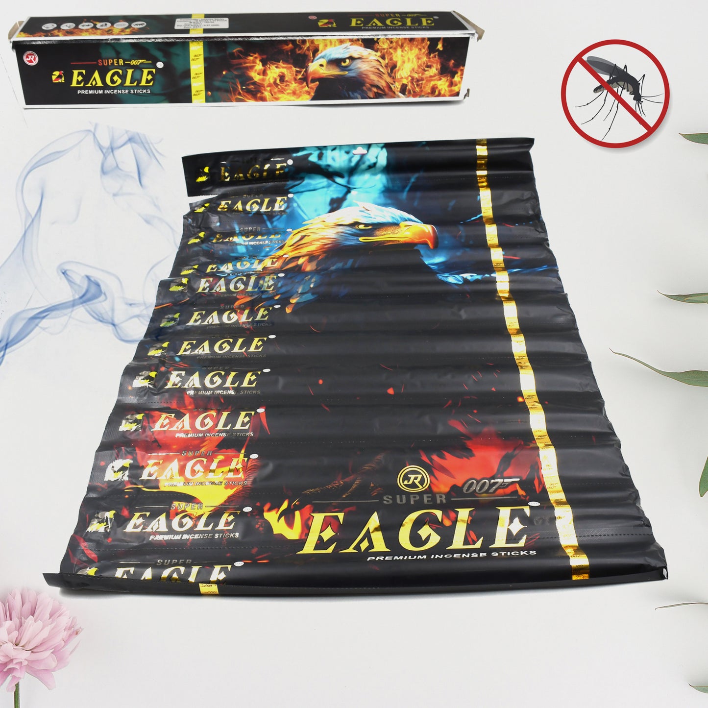 Wukusy Mosquito Agarbatti sticks in a box with 12 packets, 120 incense sticks for mosquito repellent and indoor use