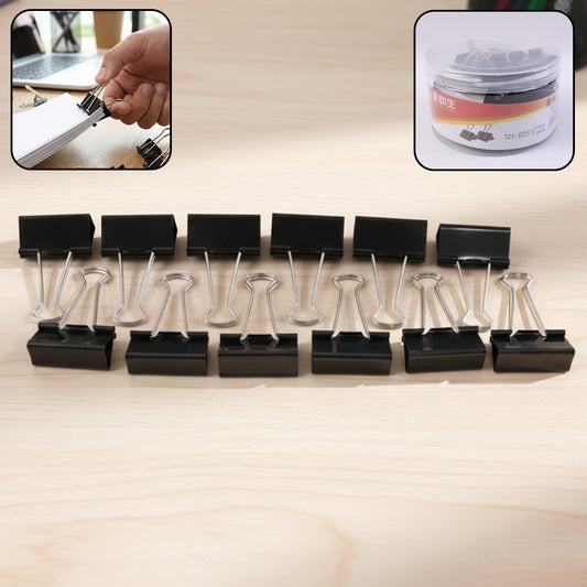 Set of 12 Wukusy 51mm large binder clips with silver handles for organizing papers and documents.