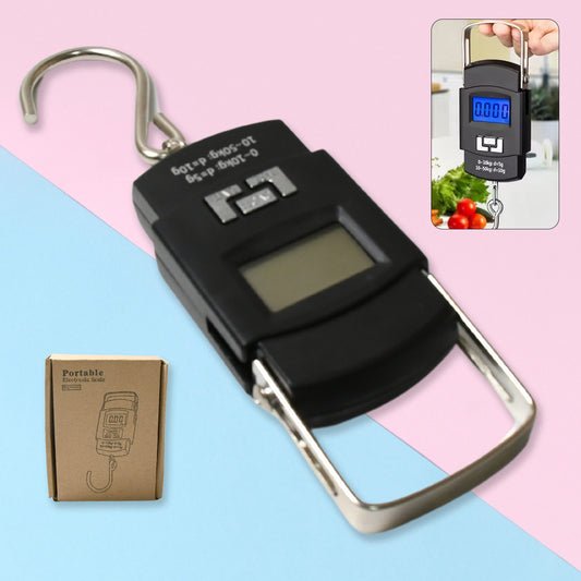 Wukusy 549 digital portable hook-type weighing scale with multicolor display, 50 kg capacity for precise measurements.