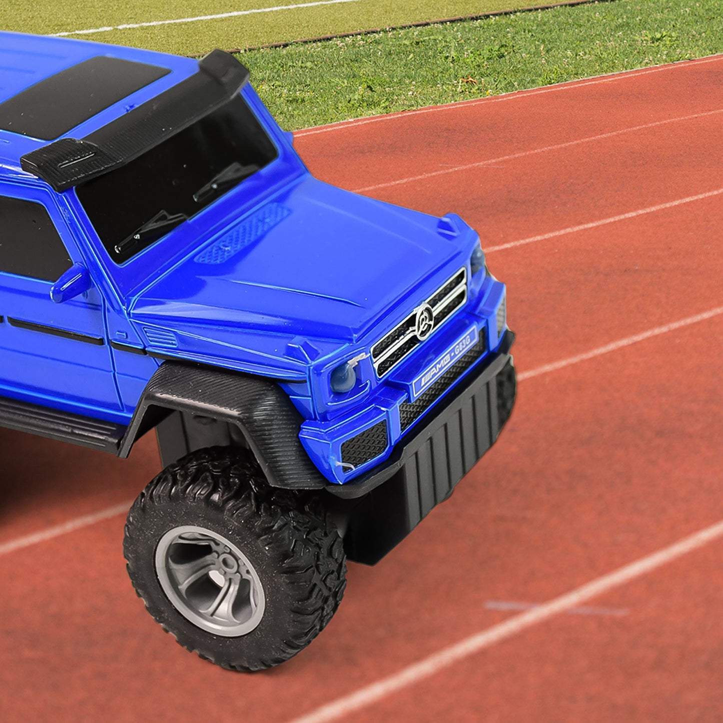 Wukusy 6-wheel drive remote control off-road car for kids, showing rugged design and colorful details for outdoor play.