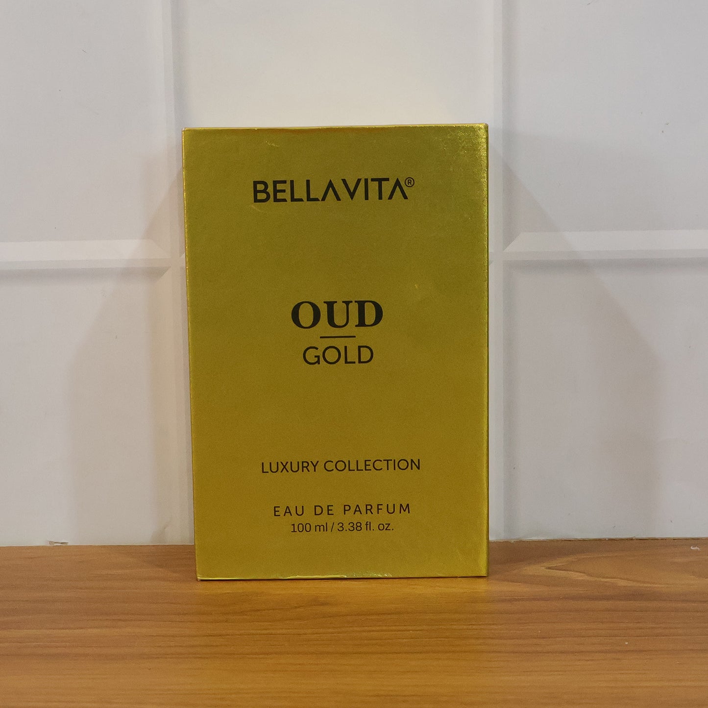 Wukusy Bellavita Premium Oud Gold luxury perfume bottle, 100ml, featuring elegant gold packaging and a sophisticated fragrance.