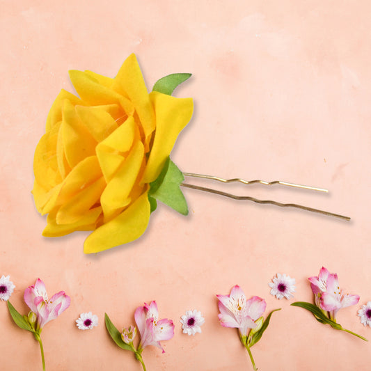 Set of four colorful flowing flower hair pins by Wukusy, featuring vibrant mixed colors and elegant floral design for hair accessories.