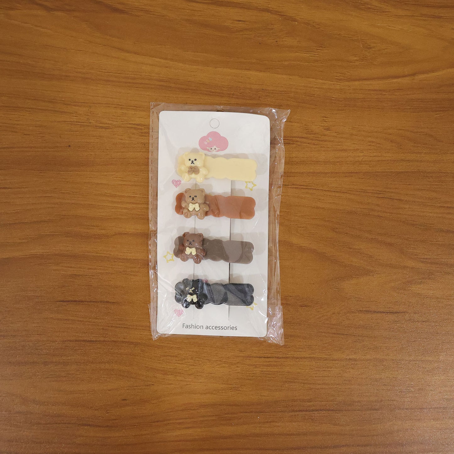 Set of four Wukusy cute teddy bear decorative snap hair clips, perfect for adding adorable charm to hairstyles.