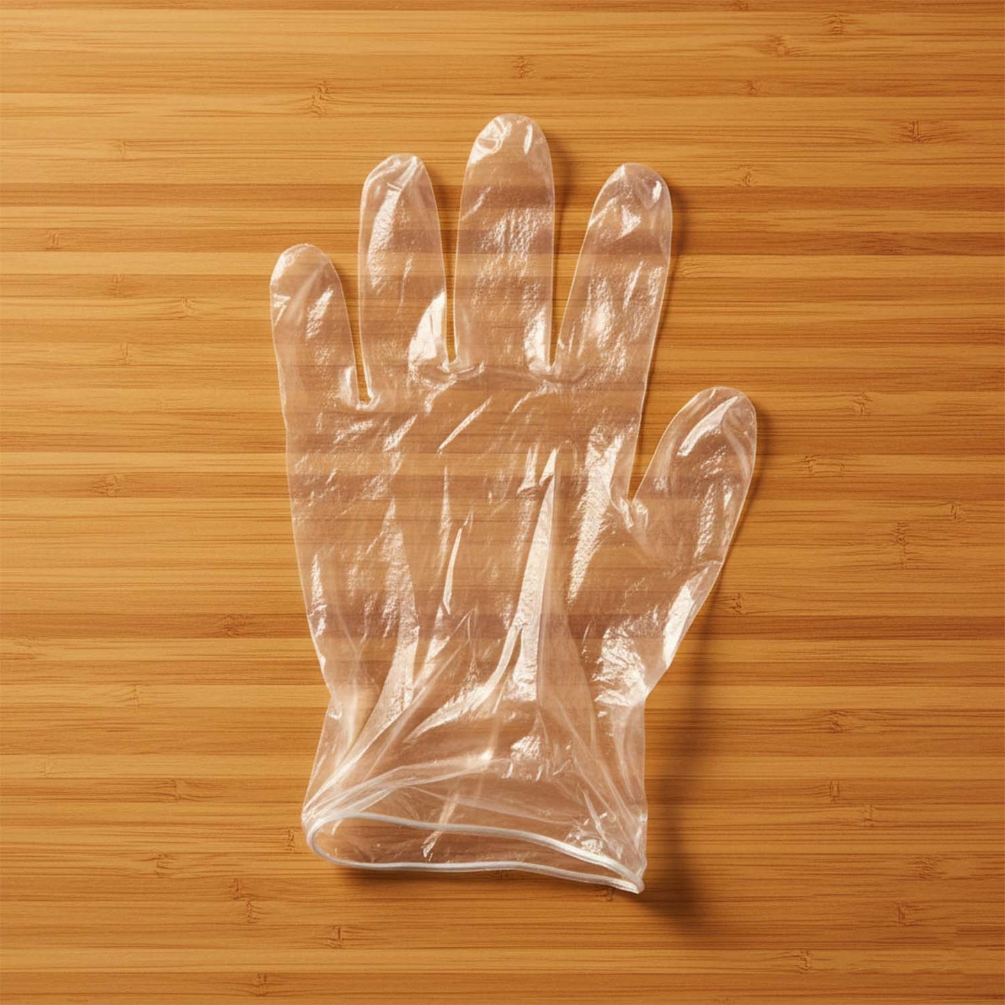 Disposable clear gloves by Wukusy, 50-pack, showing transparent, lightweight gloves suitable for hygiene and protection.