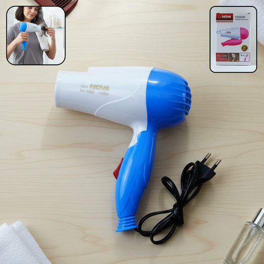 Wukusy foldable hair dryer with dual speed settings, compact 1000W portable hair dryer for easy styling and travel.