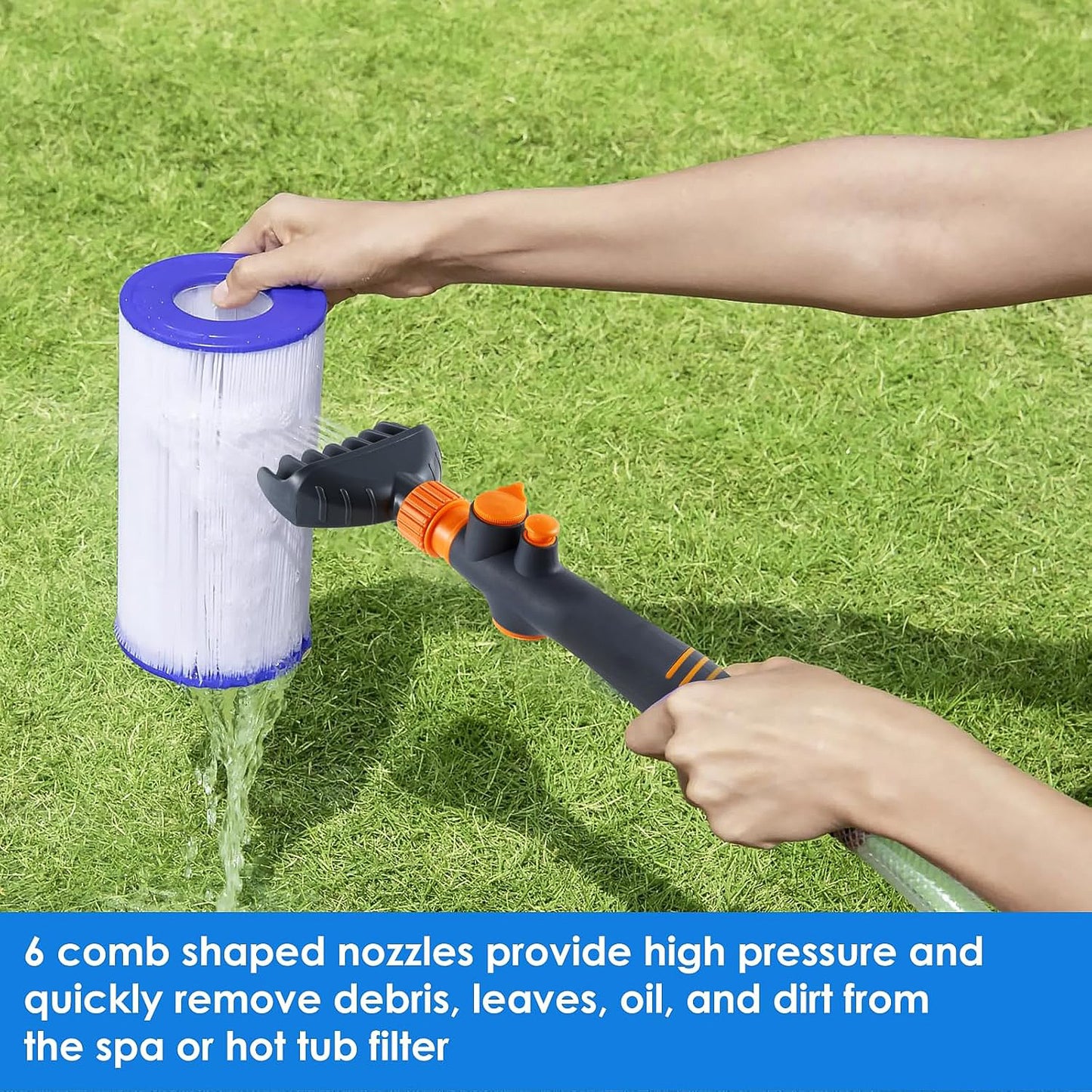 Wukusy high-pressure pool filter cartridge cleaner nozzle for efficient pool filter maintenance, single piece shown in image.