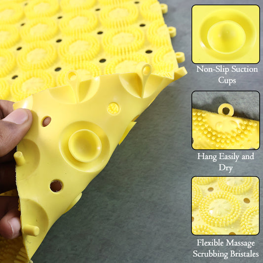 Wukusy multi-purpose anti-slip bathroom massage mat with suction cups, 33x21 cm, featuring textured surface for safety and comfort