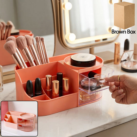 Wukusy multipurpose makeup organizer storage box with multiple compartments for cosmetics and beauty tools.