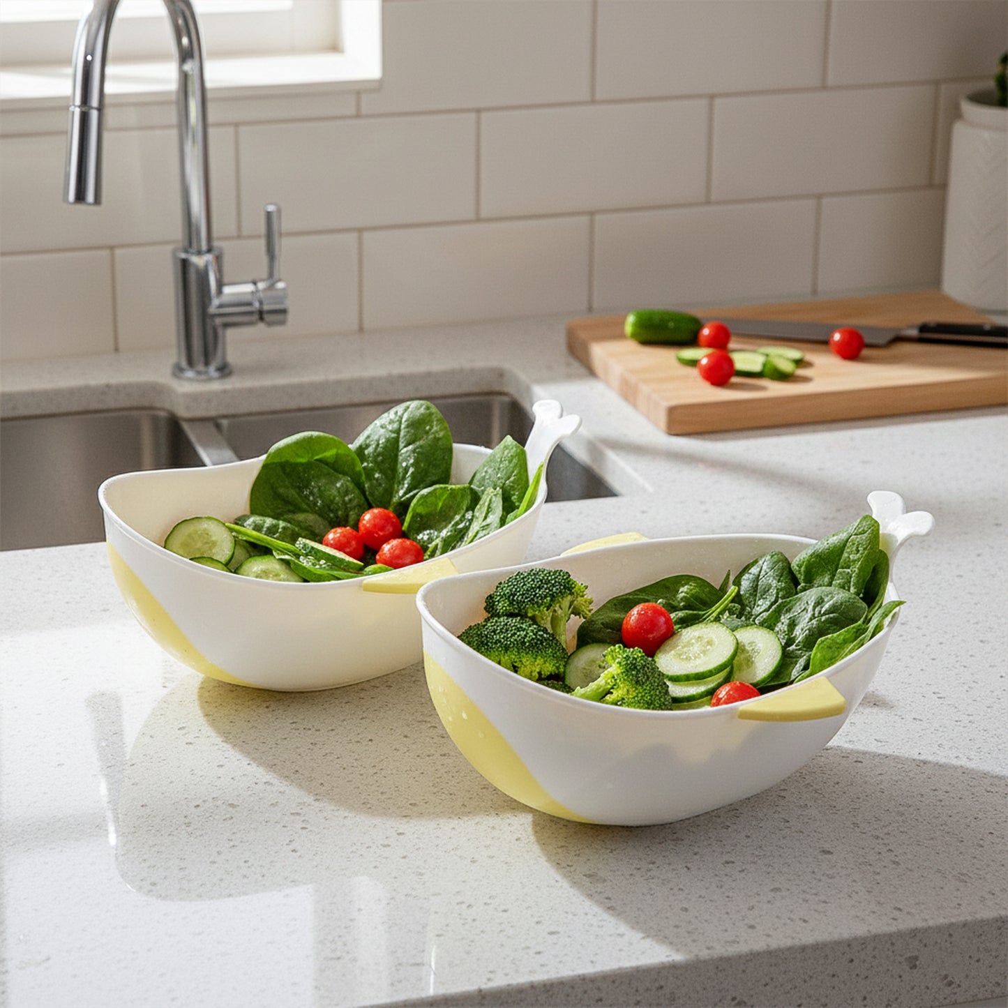 Wukusy plastic washing bowl and strainer set for rice, pulses, fruits, vegetables, noodles, and pasta cleaning.