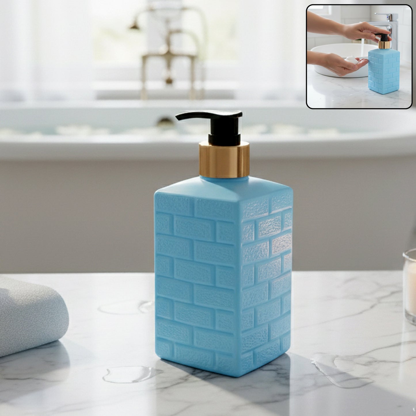 Wukusy plastic soap dispenser pump bottle, 1-piece, with a sleek pump and transparent container for liquid soap.