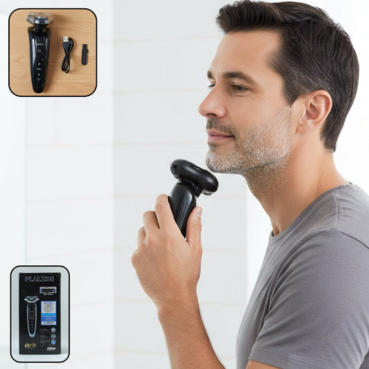 Wukusy rechargeable electric rotary shaver and trimmer set for men with multiple attachments and ergonomic design