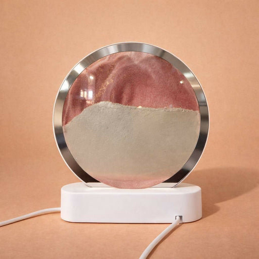 Wukusy round sand art LED table lamp with a decorative night light design, featuring colorful sand that may vary in appearance.