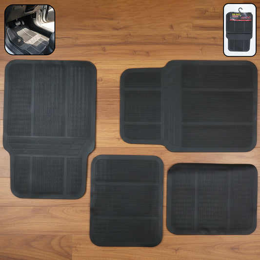 Wukusy universal car floor mat set with four black rubber mats for front and rear vehicle protection.