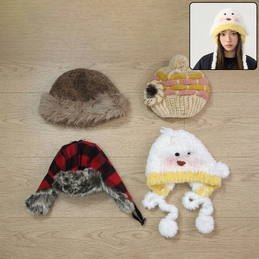 Wukusy winter woolen cap and lightweight summer fashion cap in mixed random designs, suitable for cold and warm weather.