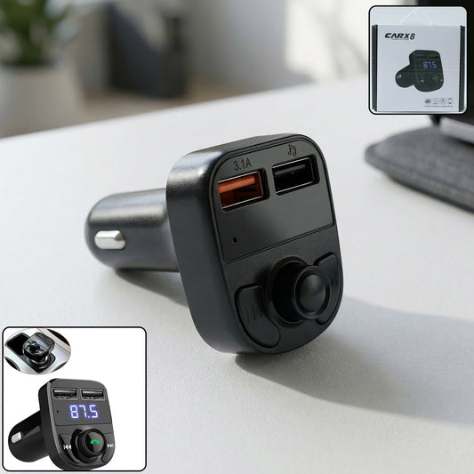 Wukusy wireless car charger with dual USB fast charging ports, mounted in a vehicle for convenient device charging.