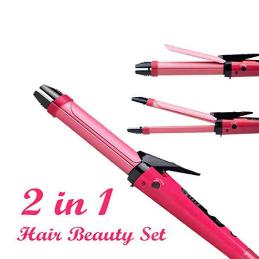 Wukusy 2-in-1 hair straightener and curler for women, featuring a dual-purpose hair styling iron with ceramic plates and digital controls.