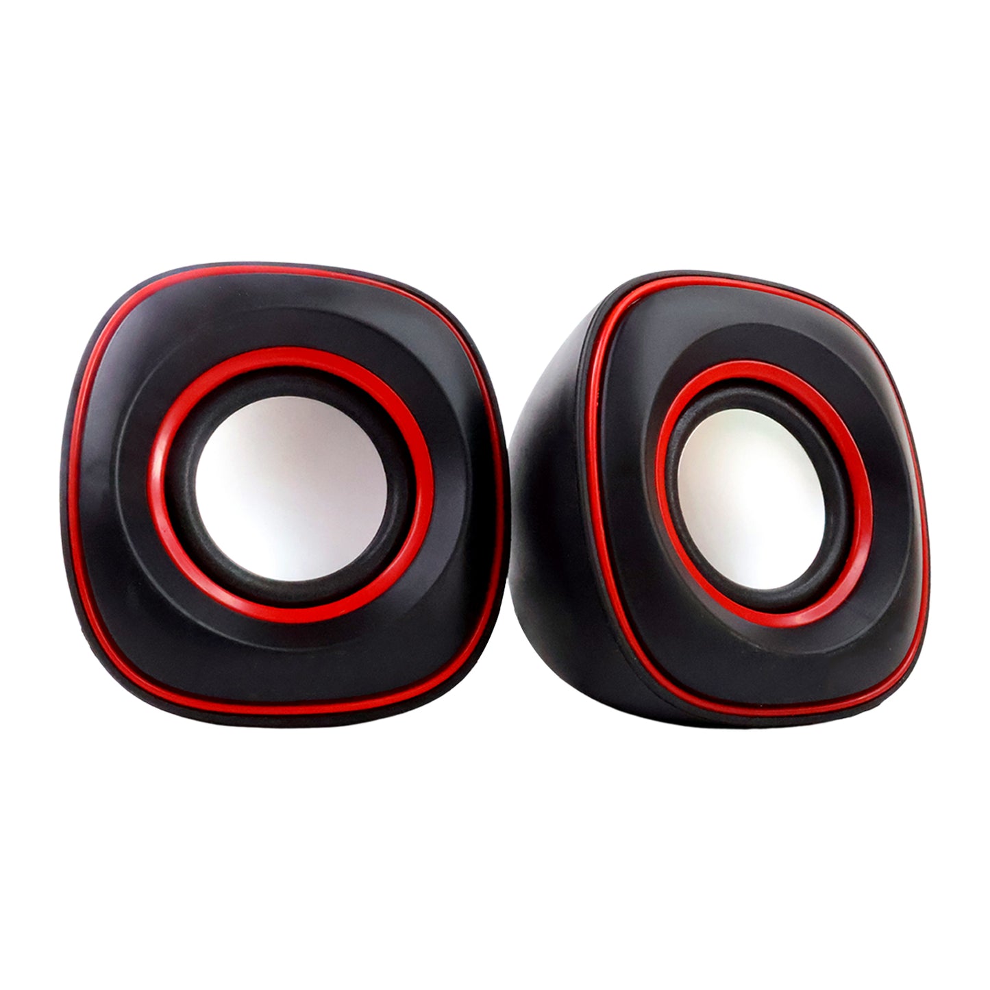 Wukusy PC speakers set with two black electronic computer speakers for desktop audio output and sound enhancement.