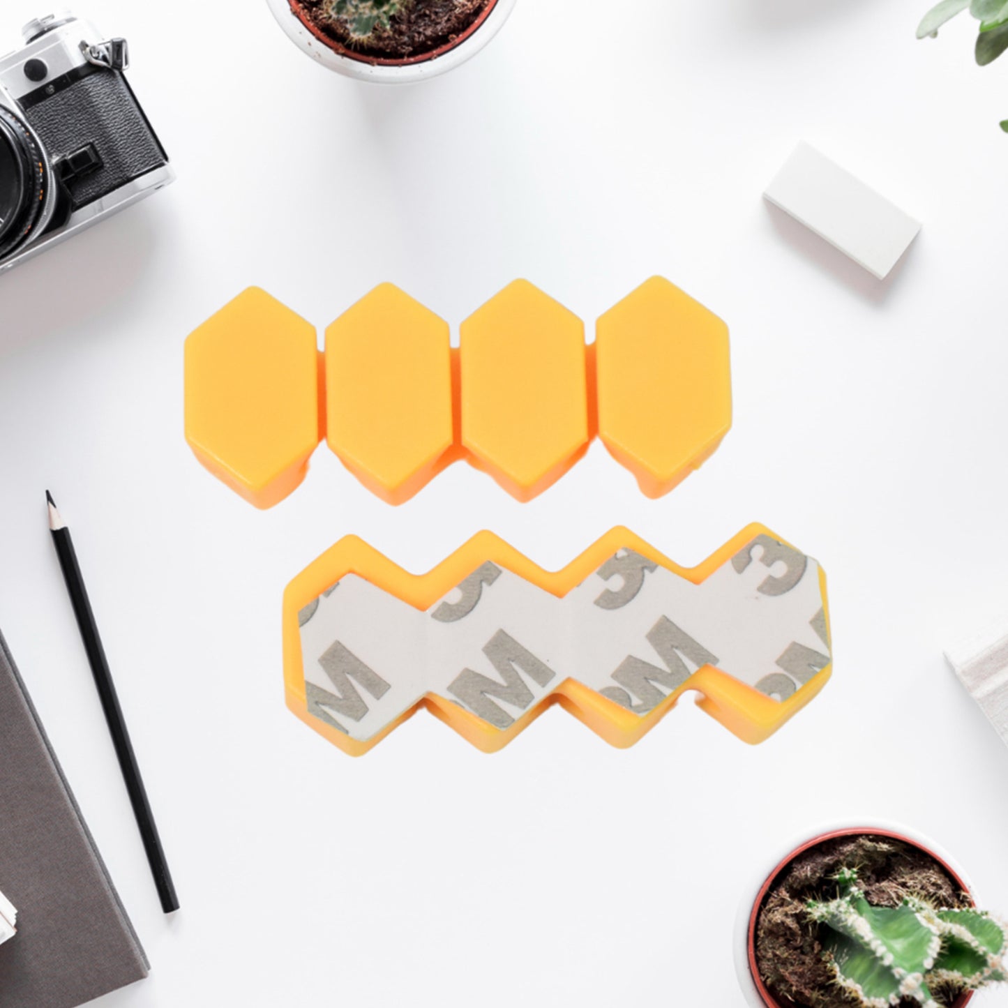 Wukusy self-adhesive hooks for cable clips, set of 6, with mix design, used as desktop cable organizers for electronics.