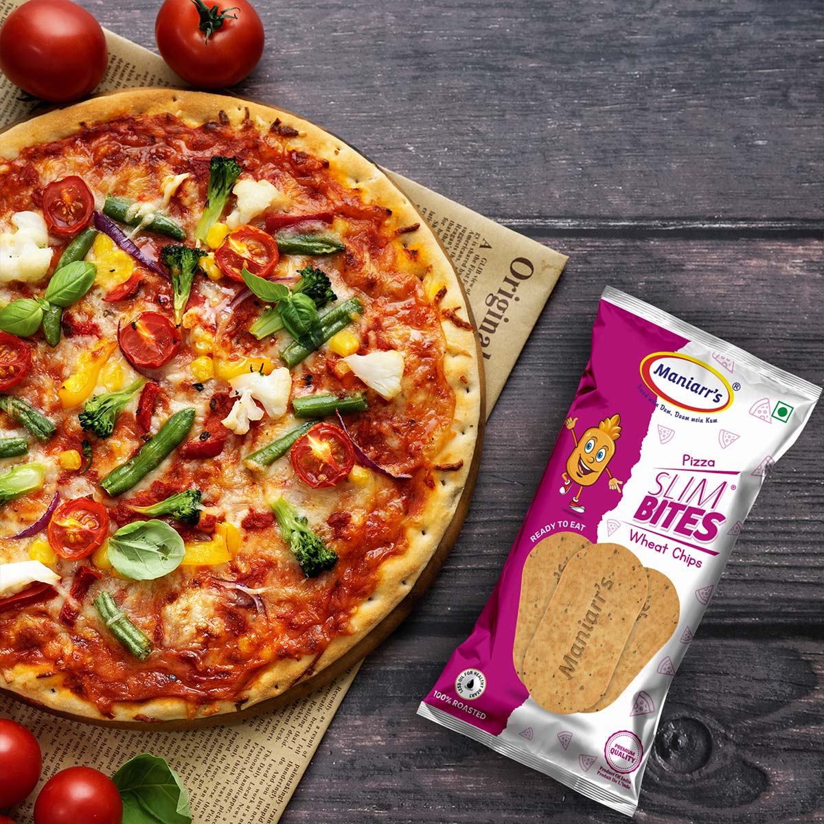 Wukusy Foods pizza with melted cheese, tomato sauce, and toppings on a baking tray, ready to serve.