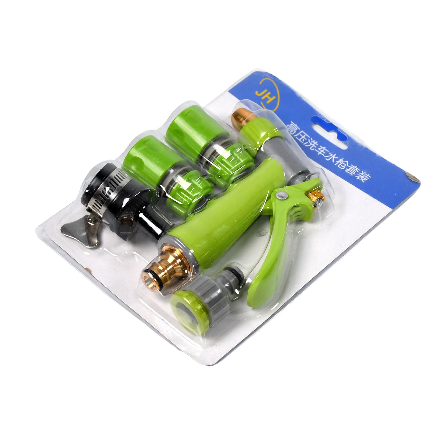 Wukusy garden water spray nozzle with zinc alloy body, adjustable high-pressure spray, rotatable head, ideal for gardening and car washing.