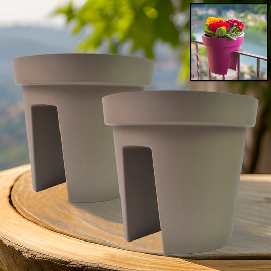 Wukusy garden balcony flower pot holder set, two creative metal flower pots with stand for outdoor gardening and decoration.