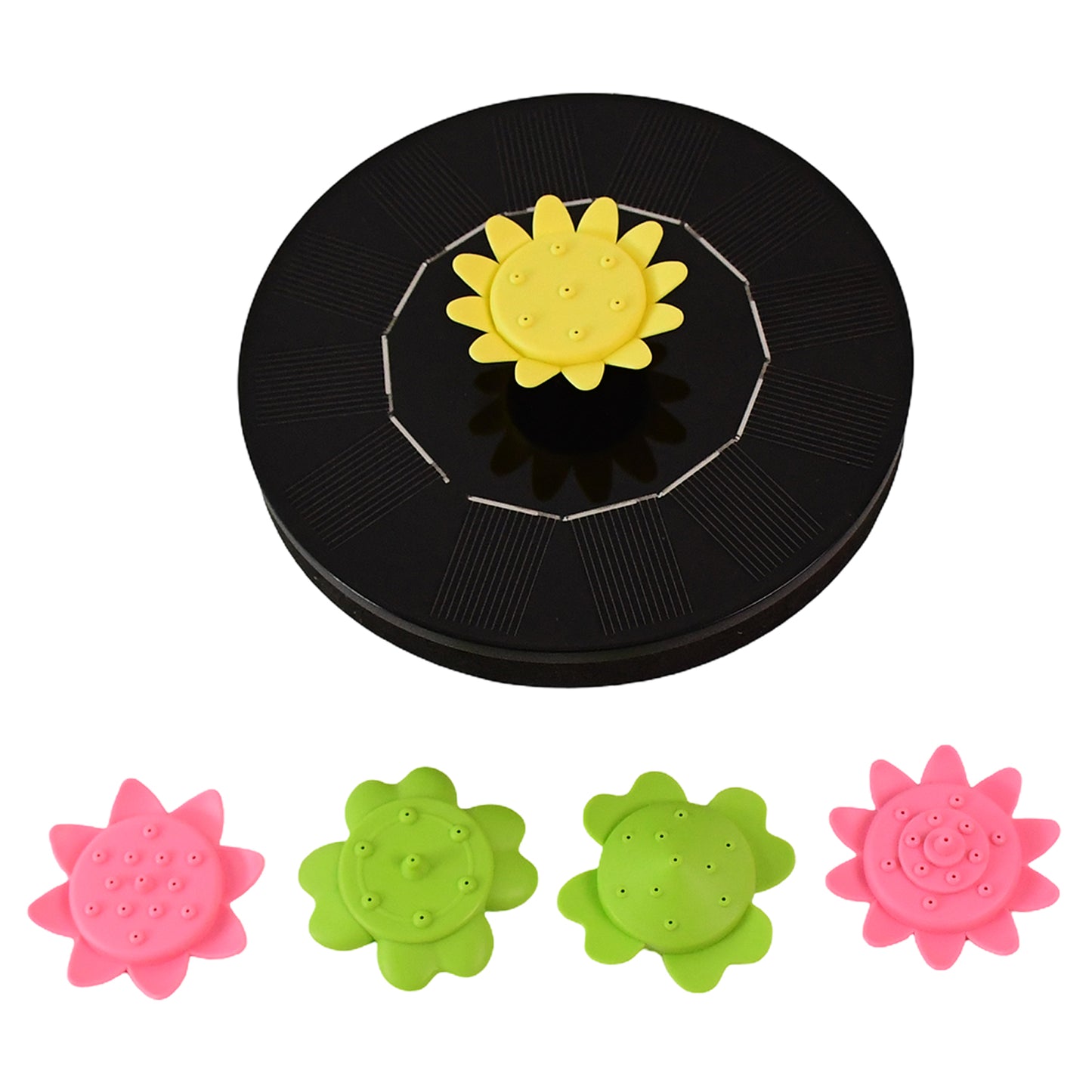 Wukusy garden solar water fountain pump set with multiple nozzles and adjustable height for outdoor water features.
