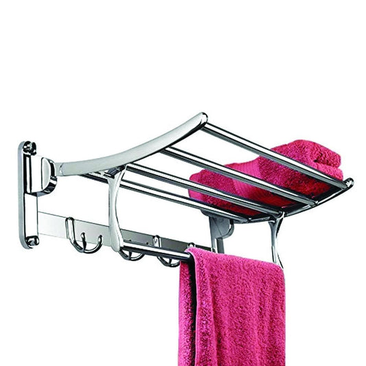 Wukusy stainless steel folding towel rack and towel bar, 18-inch, wall-mounted hardware fitting for bathroom storage.
