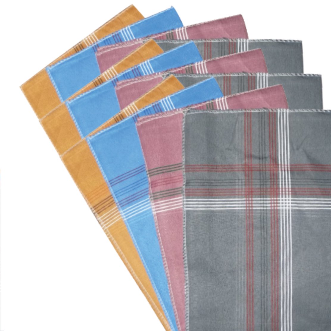 Pack of 12 Wukusy men's king size formal handkerchiefs for office use, made of soft fabric for health and beauty purposes.