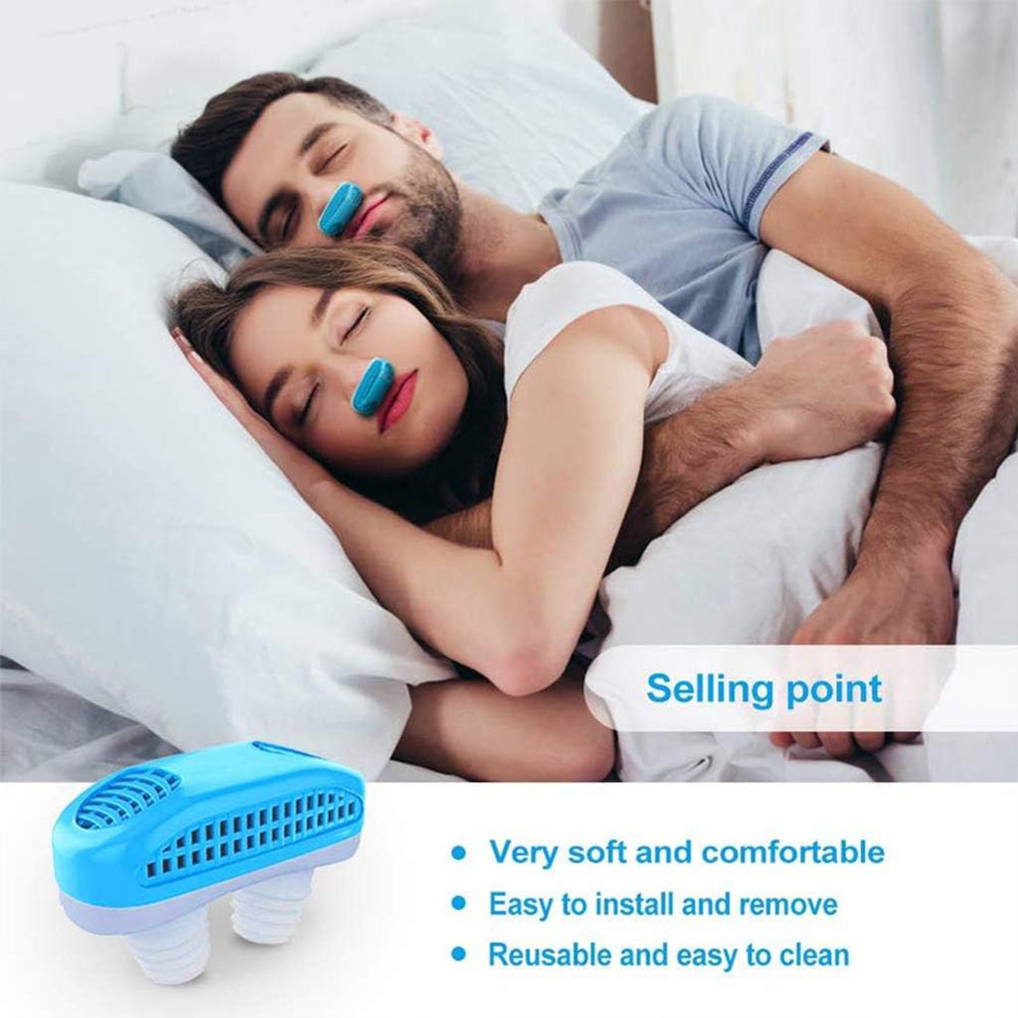 Wukusy 2-in-1 anti-snoring and air purifier nose clip with plastic case, designed for better breathing and snoring reduction.