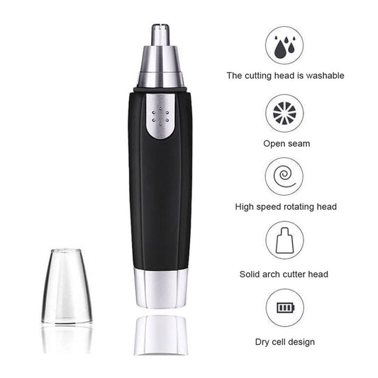 Wukusy 6003 Sharp New Ear and Nose Hair Trimmer, professional heavy-duty steel nose clipper, battery-operated for precise grooming.