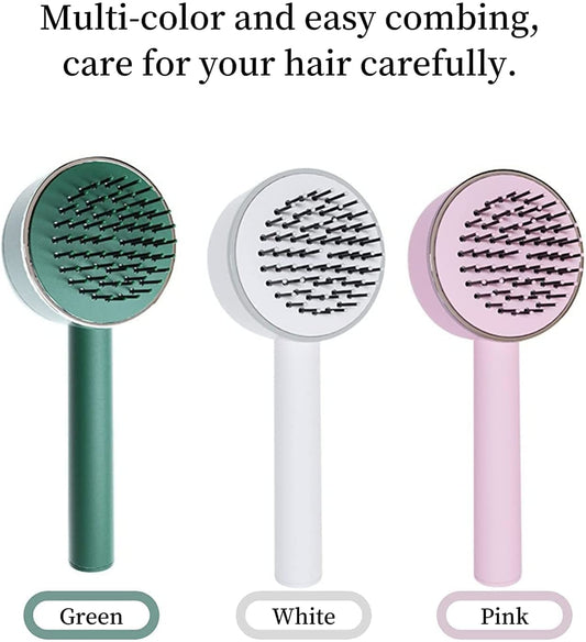 Wukusy air cushion massage hairbrush with long handle, self-cleaning, anti-static, detangling for all hair types, health and beauty product