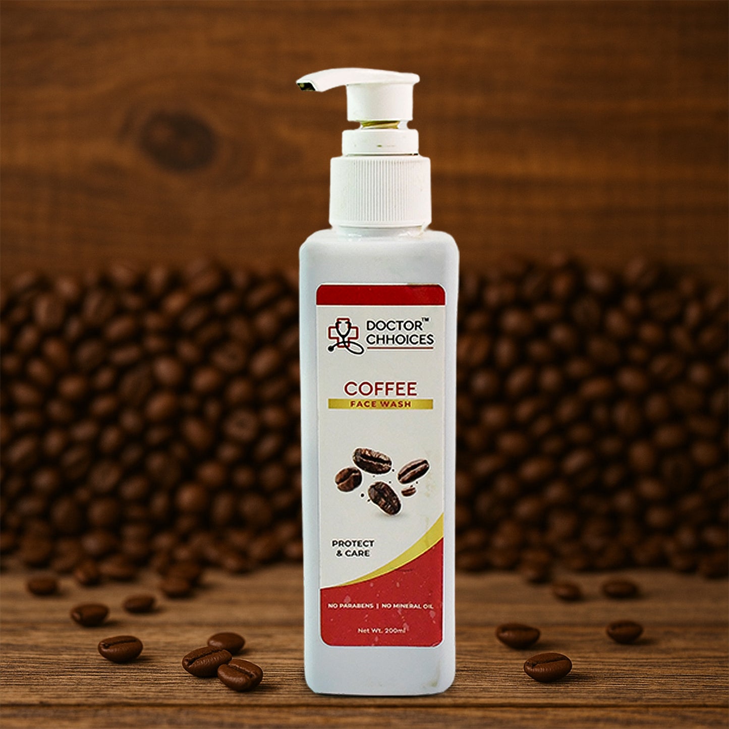 Doctor Chhoices Coffee Face Wash by Wukusy, 200ml bottle, showing the product with a clean, refreshing design for healthy skin.