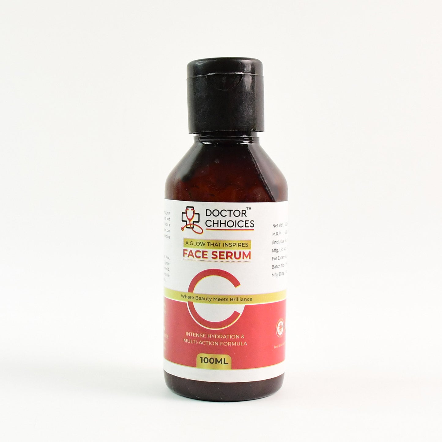 Wukusy Doctor Chhoices Vitamin C Face Serum in 100ml bottle, showing the clear serum inside a sleek container.