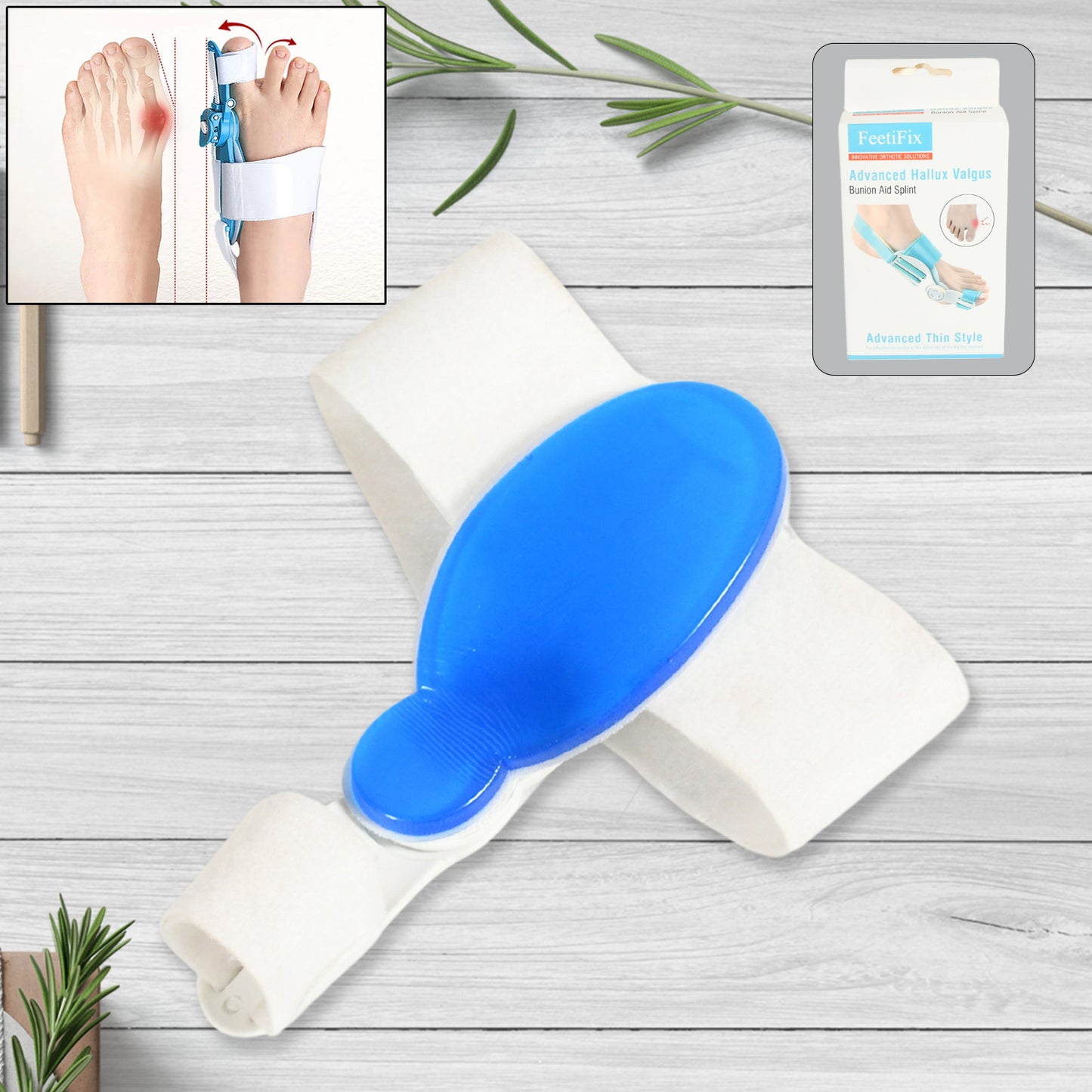 Wukusy bunion support splint for hallux valgus correction, adjustable bunion protector for men and women, health care device