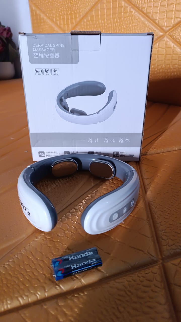 Wukusy 2-heads smart electric neck and back pulse massager, health care device with mixed design for muscle relief and relaxation.