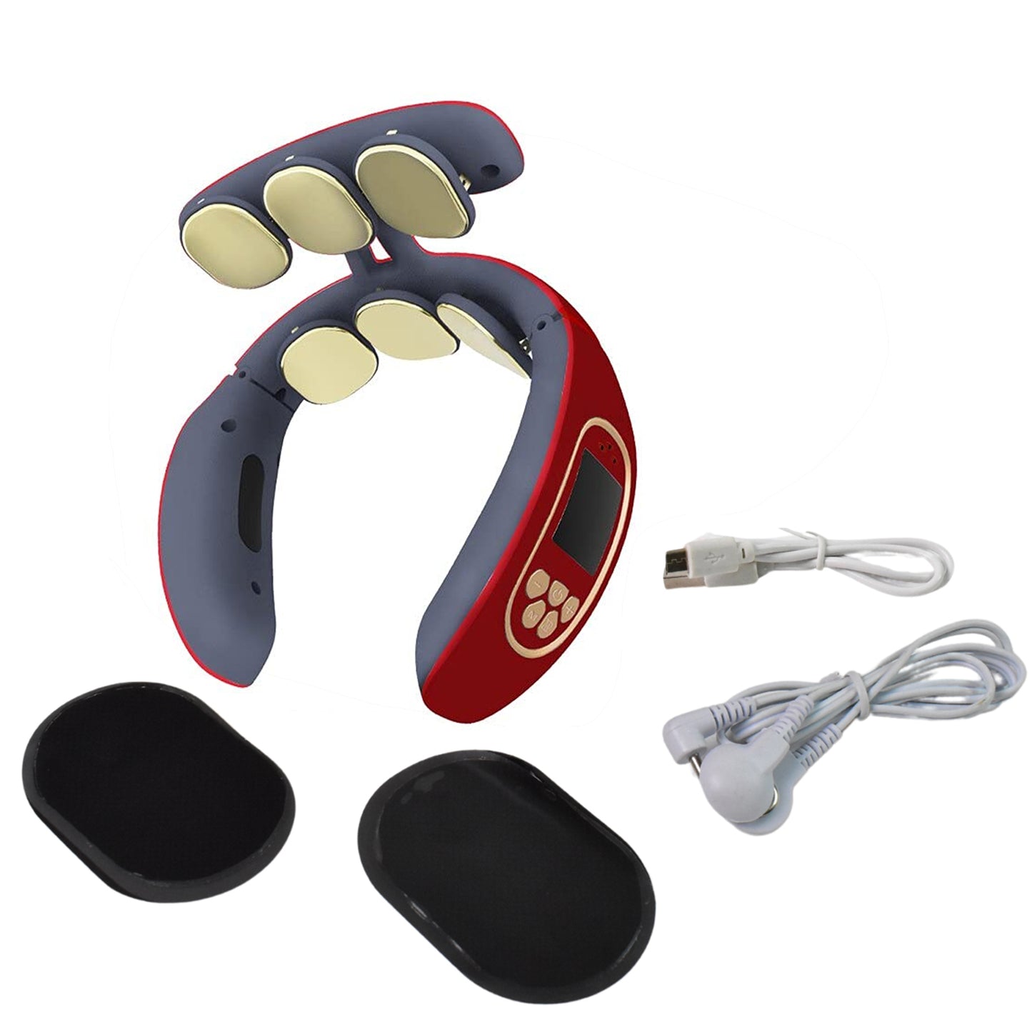 Wireless Wukusy 6-heads electric neck and back pulse massager, health care device for pain relief and muscle relaxation.