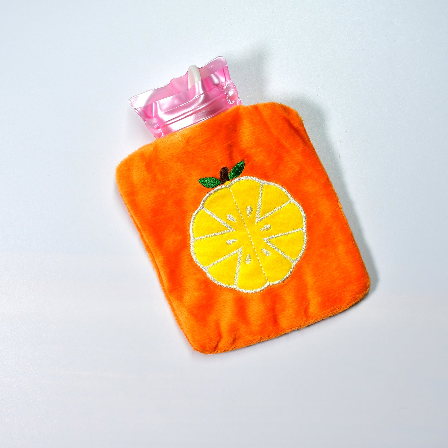 Wukusy orange small hot water bag with cover for pain relief, neck, shoulder, hand, feet warmth, and menstrual cramps.