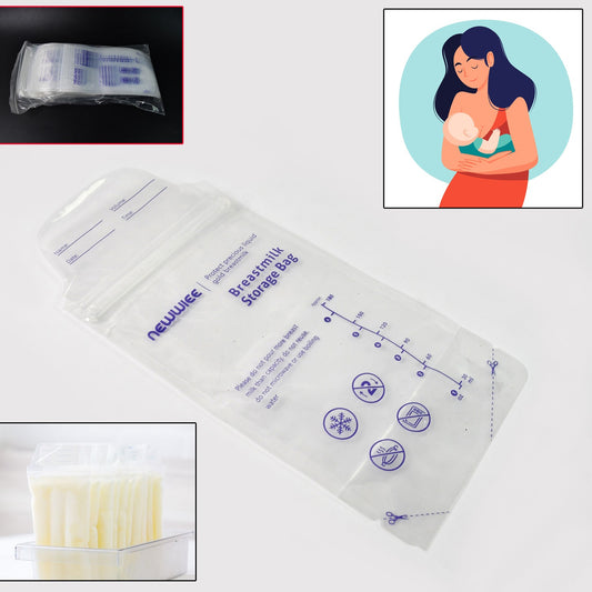 Wukusy breastmilk storage bags with double zipper seal, 60-pack for safe and convenient milk storage.