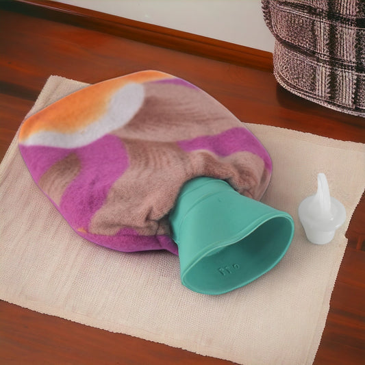 Wukusy hot water bottle bag with cover, mix design, 250ml capacity, for health care and warmth.