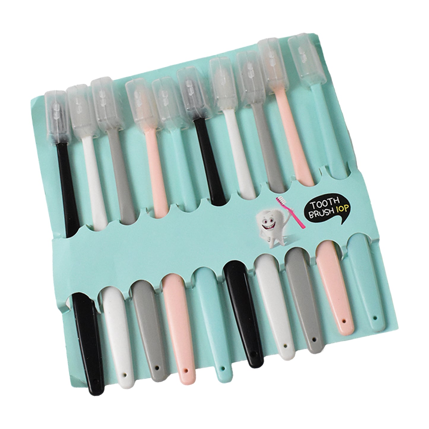 Set of 10 Wukusy kids and adults ultra-soft toothbrushes with covers, featuring colorful handles and soft bristles for gentle cleaning.